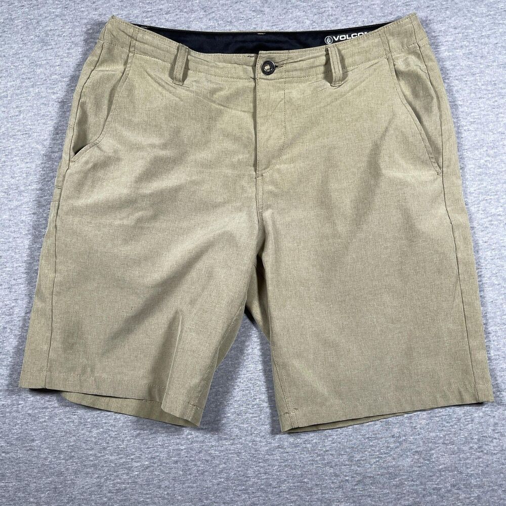 Volcom Chino Shorts Mens 35 Green Cotton Blend Spandex Casual